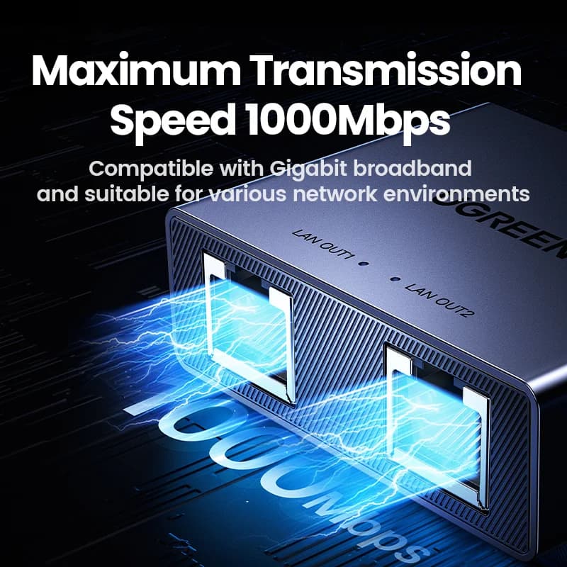 Divisor de Rede RJ45 Ethernet, Adaptador LAN 1 para 2