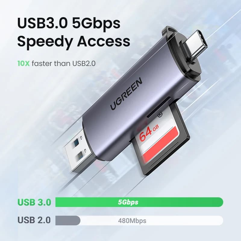 Leitor de Cartões SD/MicroSD USB 3.0 & USB-C
