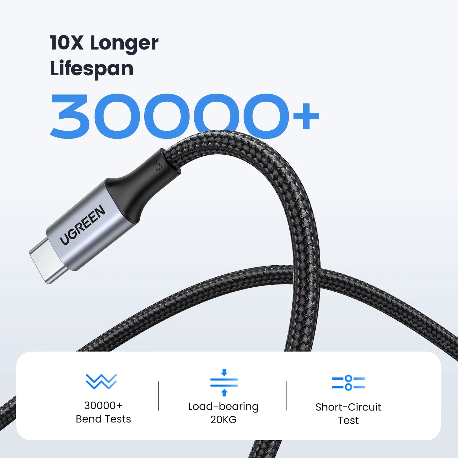 Cabo USB-C para USB-C, Kit com 2, 100W PD, 5A