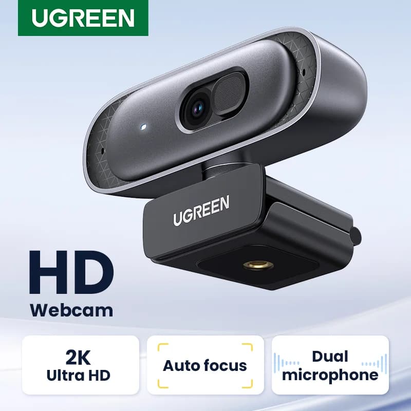 Webcam USB HD 2K com Microfones Duplos