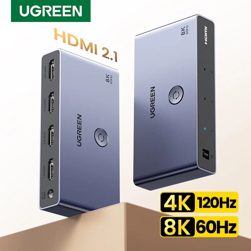 Comutador HDMI 2.1 3 em 1 Saída 8K com Controle Remoto
