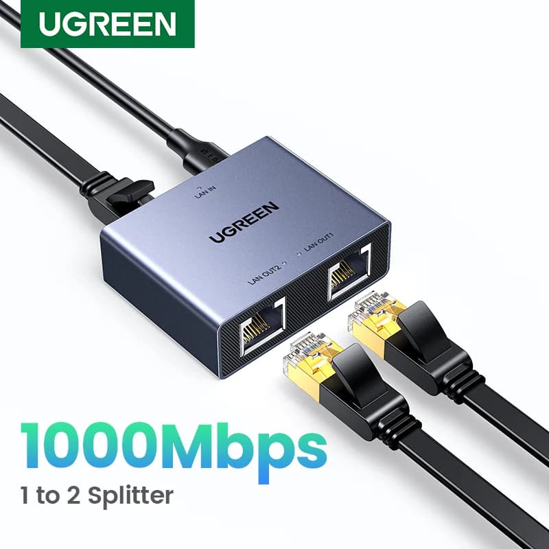 Divisor de Rede RJ45 Ethernet, Adaptador LAN 1 para 2
