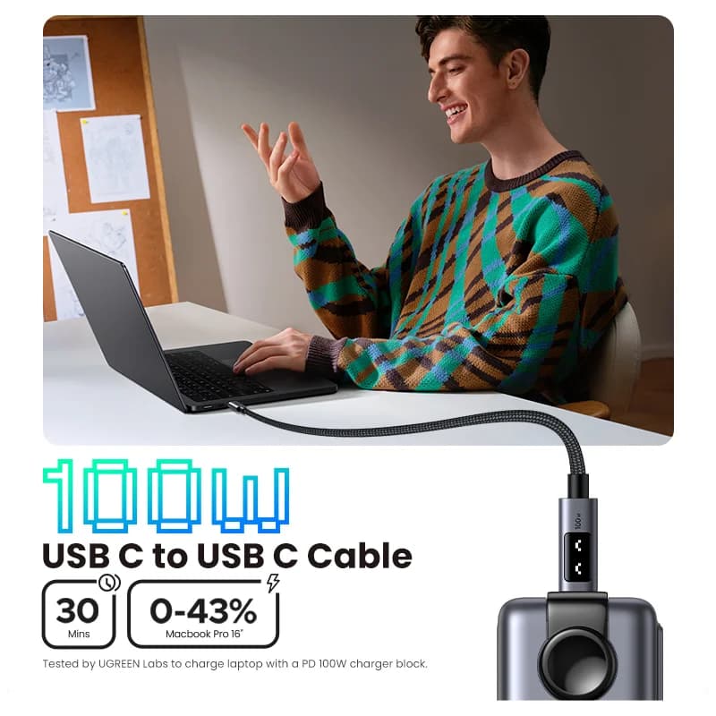 Cabo USB-C para USB-C, 100W PD, 0.5-3m