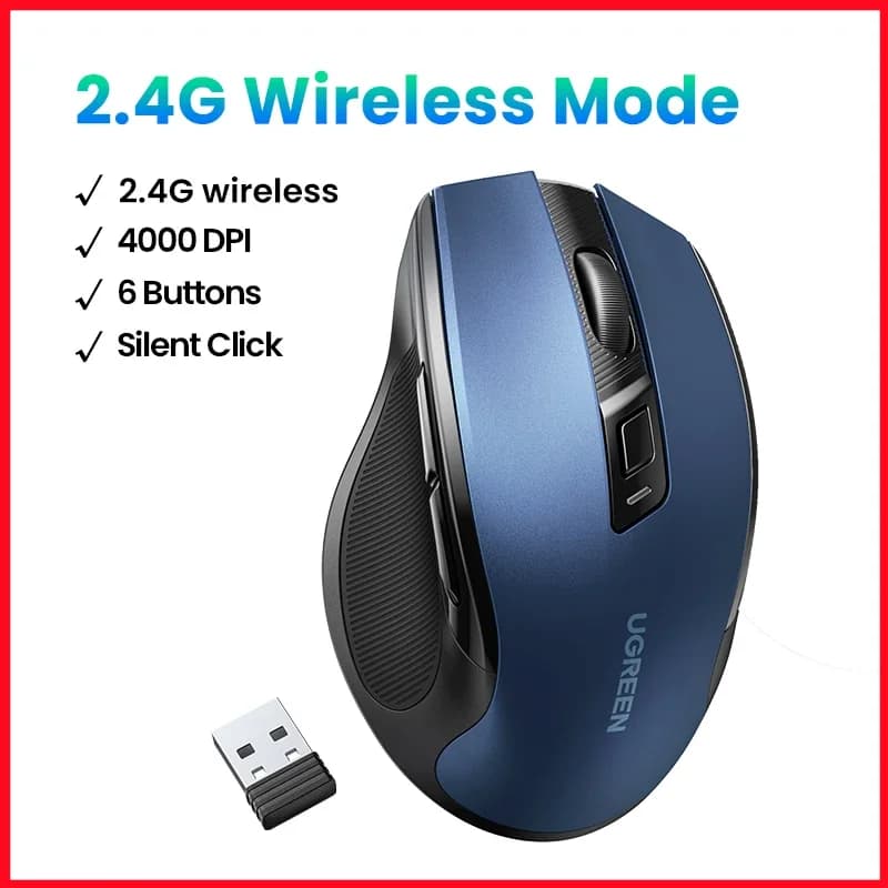 Mouse Sem Fio Ergonômico, Bluetooth, 4000 DPI