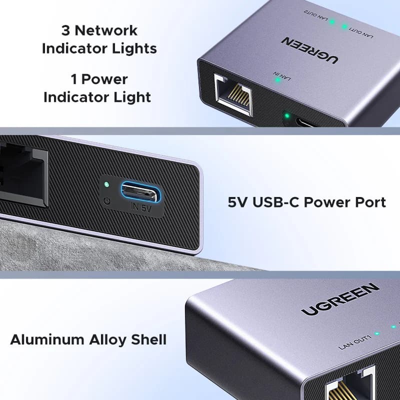 Divisor de Rede RJ45 Ethernet, Adaptador LAN 1 para 2