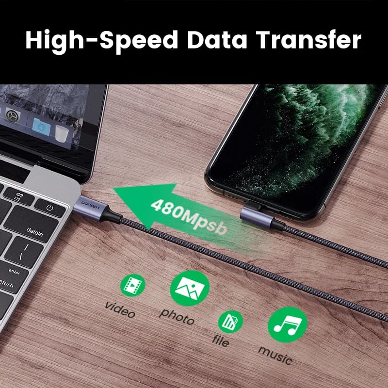 Cabo USB-C para Lightning MFi, PD 20W