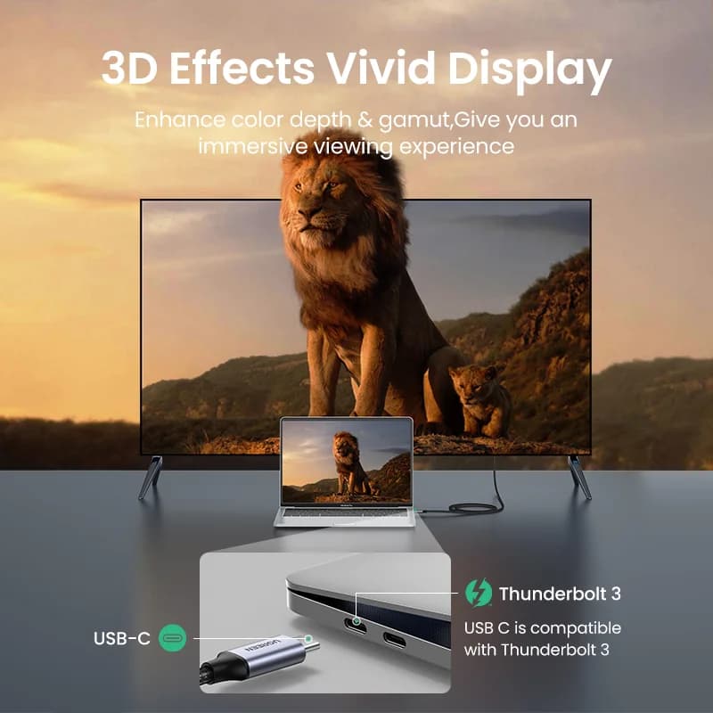 Cabo USB-C para HDMI, Adaptador de Vídeo 4K
