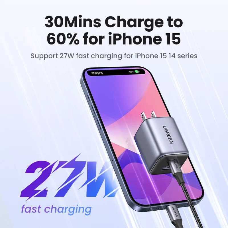 Carregador Rápido USB-C GaN 35W com Plugue US