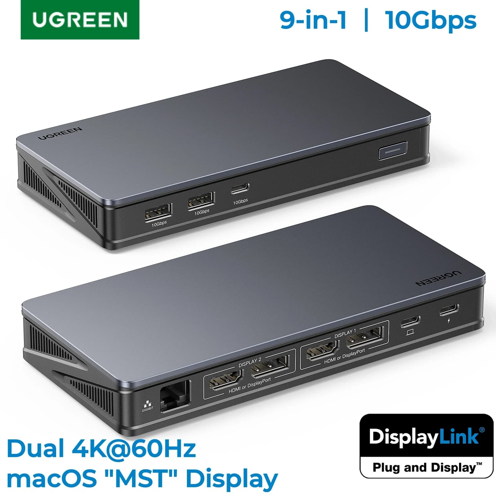 Estação de Acoplamento DisplayLink com Dupla Saída 4K HDMI e DP