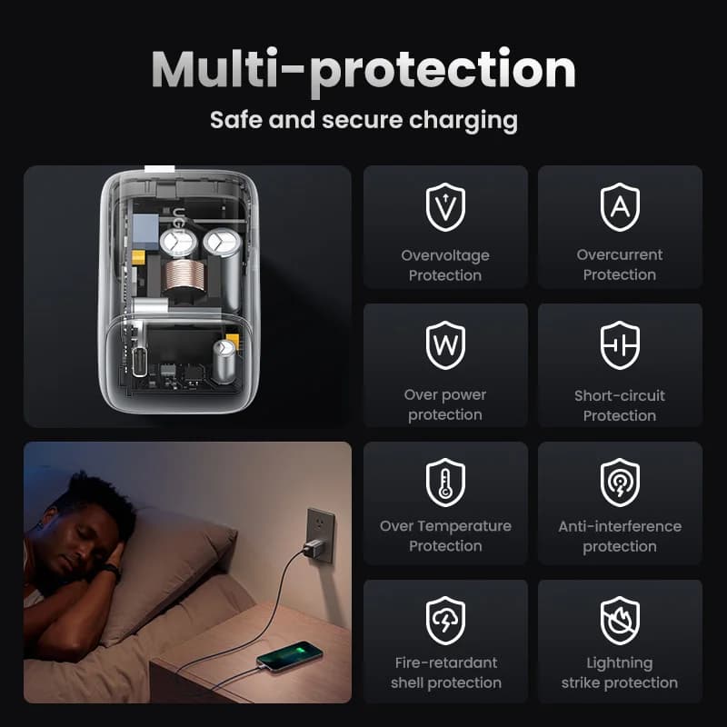 Carregador Rápido GaN 30W com Cabo USB-C de 1m
