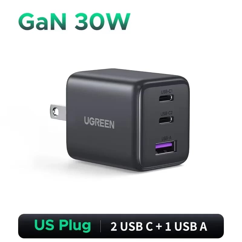 Carregador GaN USB-C PD 30W, Plugue EUA