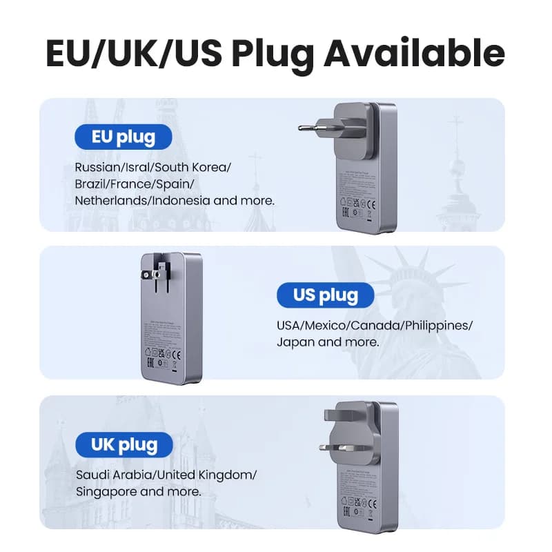 Carregador USB-C GaN 65W com Quick Charge 4.0