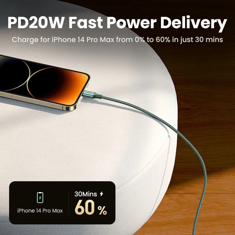 Cabo MFi USB-C para Lightning, Carregamento Rápido PD 20W