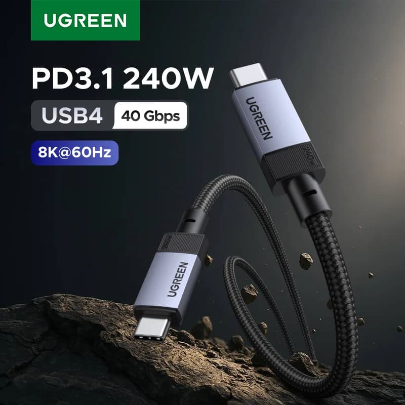 Cabo USB4, PD de 240W e Transferência de Dados de 40Gbps