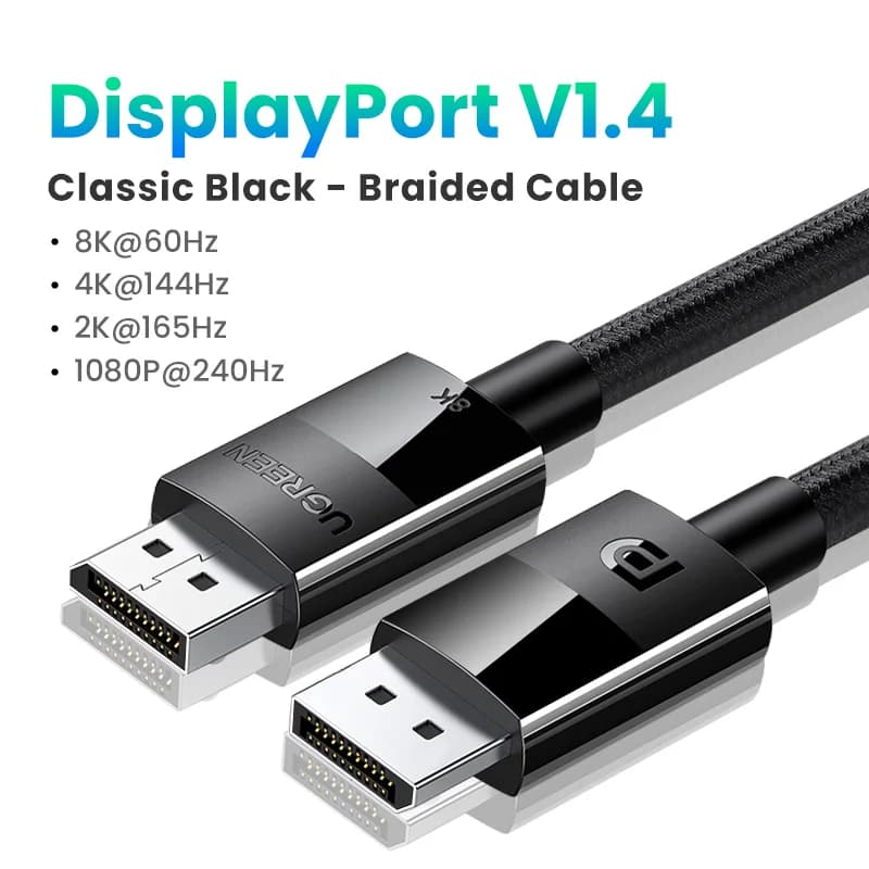 Cabo DisplayPort 1.4, 8K/60Hz, 32.4Gbps