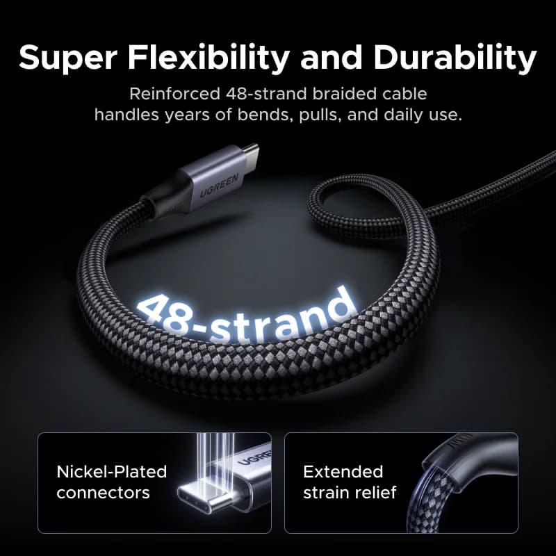 Cabo de Carregamento Trançado Magnético USB-C 240W