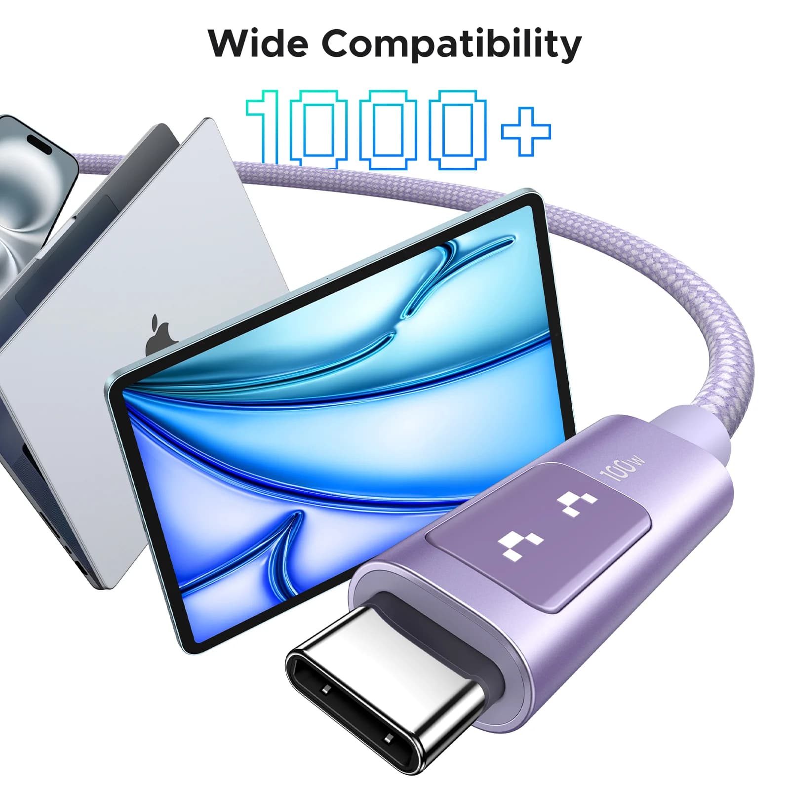 Cabo USB-C para USB-C, 100W PD, Multicolor