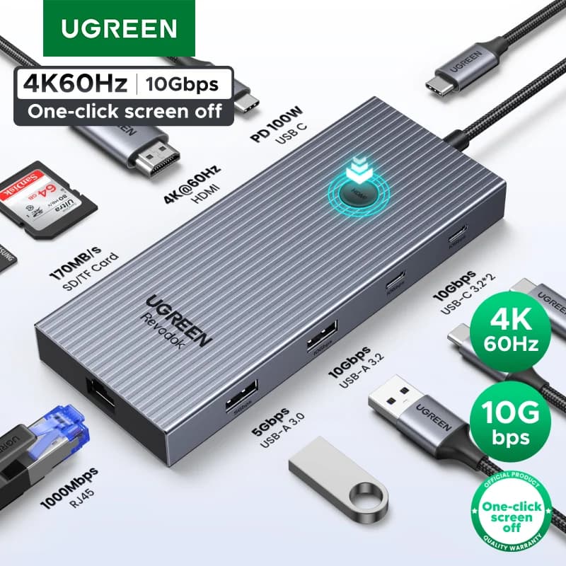 Hub USB-C com HDMI 4K, Ethernet e PD 100W