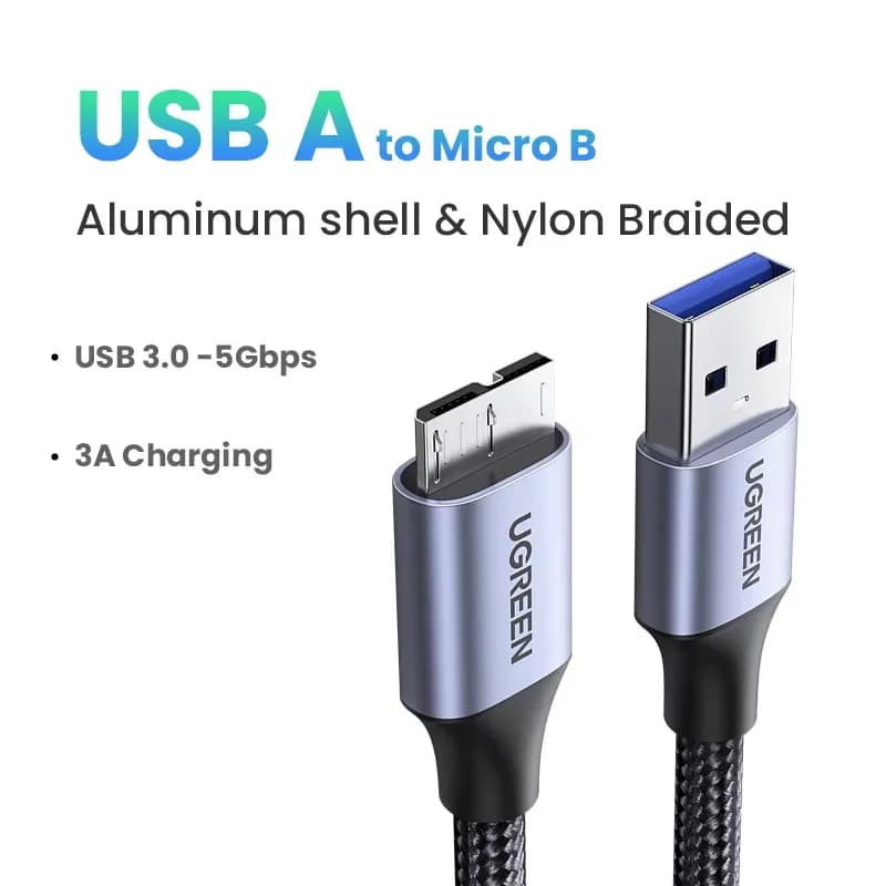 Cabo de Dados e Carregamento Rápido USB 3.0 Micro-B