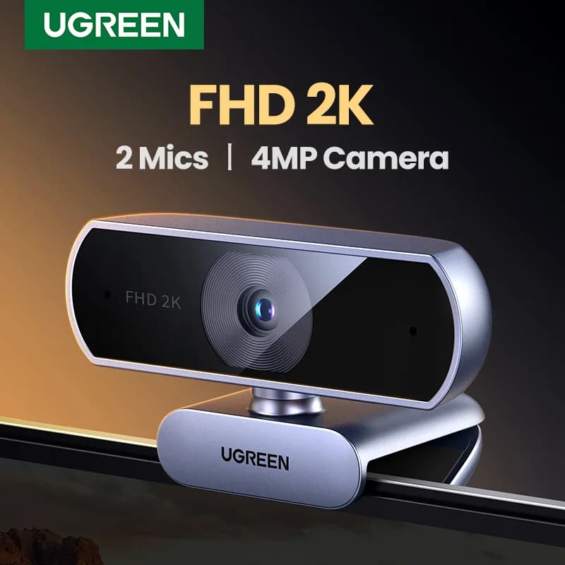 Webcam USB HD 2K com Microfones Duplos