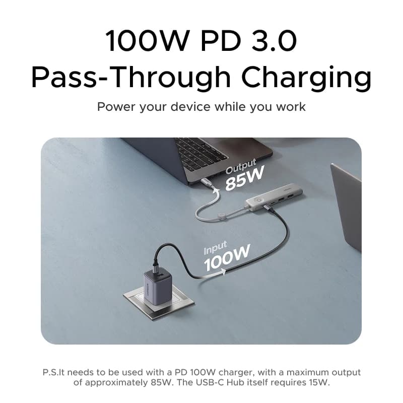 Hub USB-C com HDMI 4K, Dados 10Gbps e Botão de Bloqueio de Tela