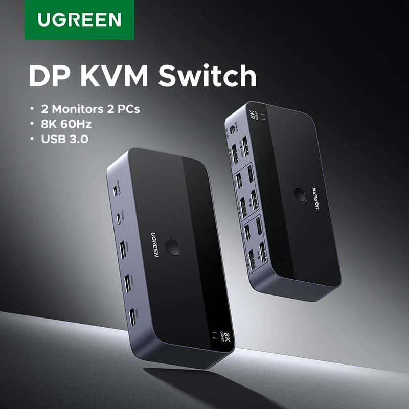 Switch KVM para Monitor Duplo, 8K/60Hz, USB 3.0