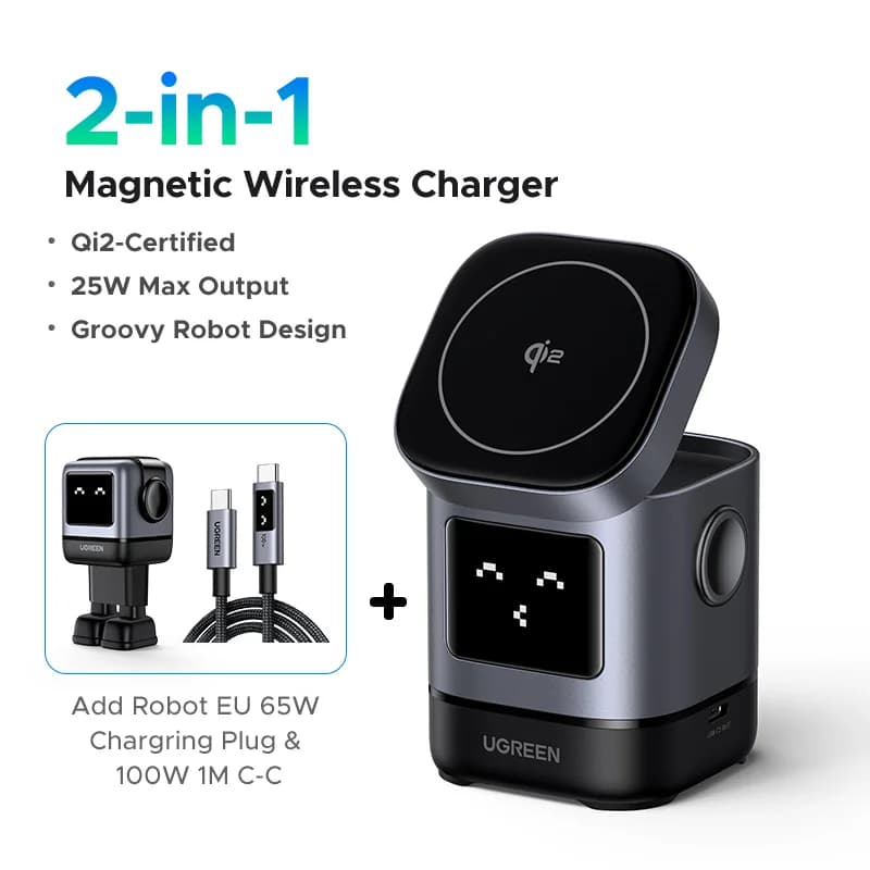 Base de Carregamento Sem Fio Magnético Qi2 15W com Cabo