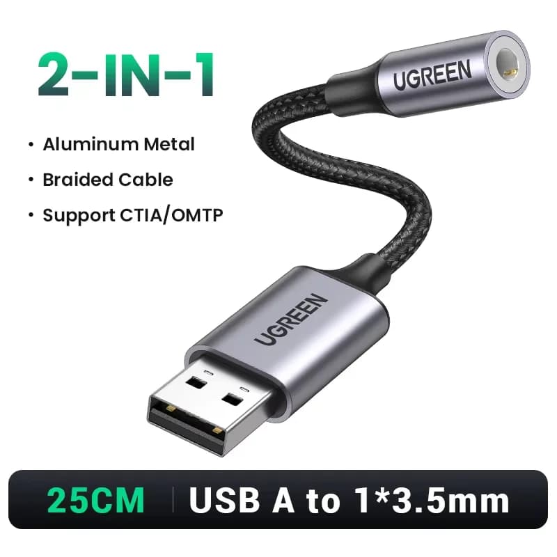 Adaptador Placa de Som Externa USB para 3.5mm