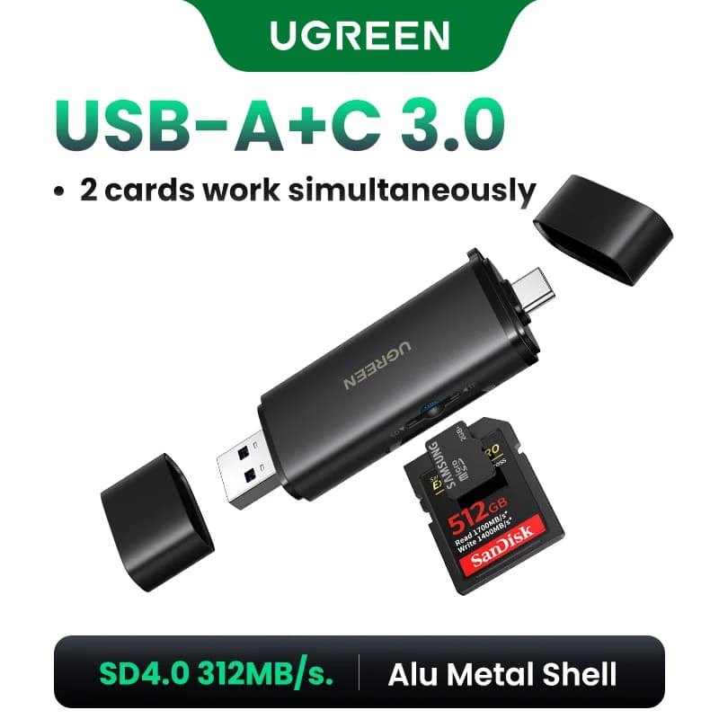 Leitor de Cartão SD 4.0 USB-C, 312MB/s