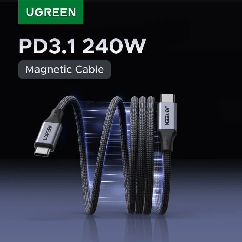 Cabo de Carregamento Trançado Magnético USB-C 240W