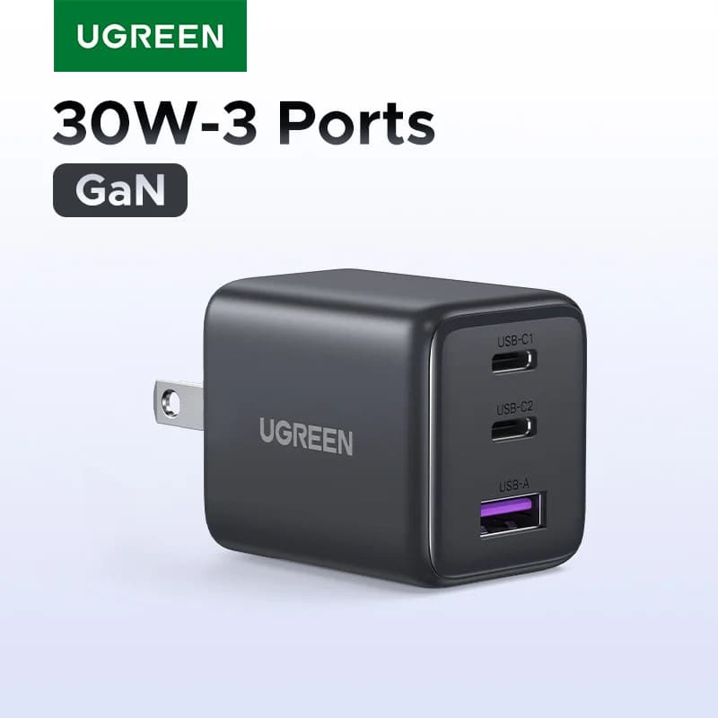 Carregador GaN USB-C PD 30W, Plugue EUA