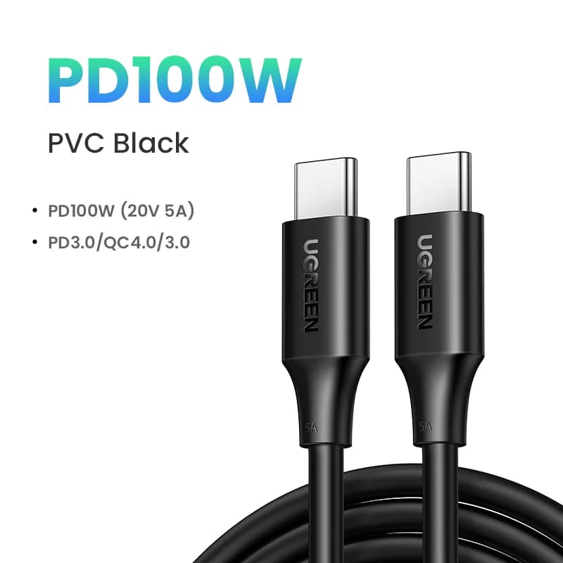 Cabo USB-C para USB-C, 100W PD, 5A