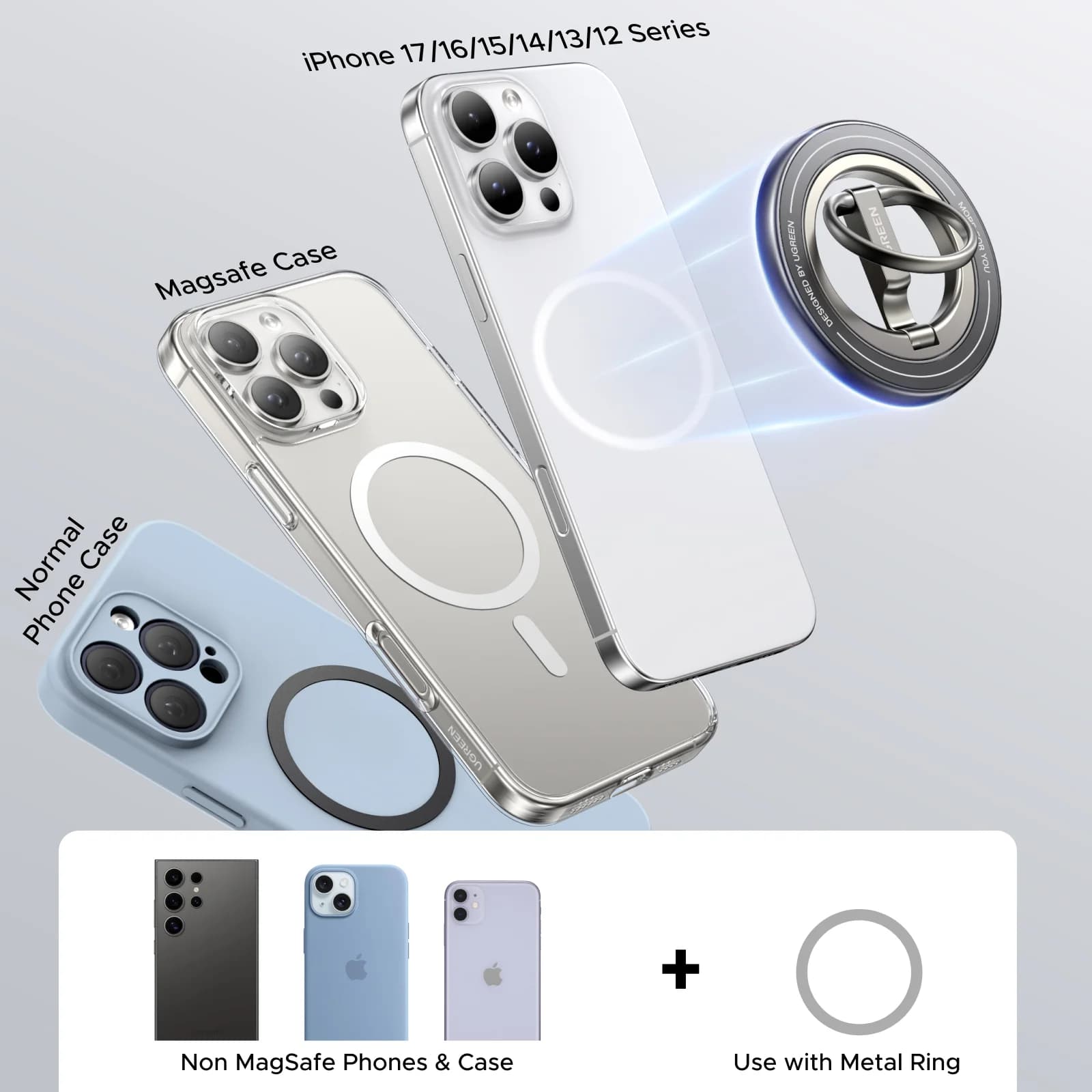 Suporte de Anel Magnético para Celular com Rotação de 360°