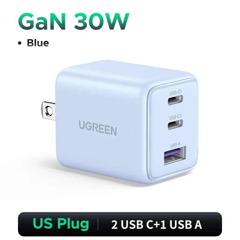 Carregador GaN USB-C PD 30W, Plugue EUA