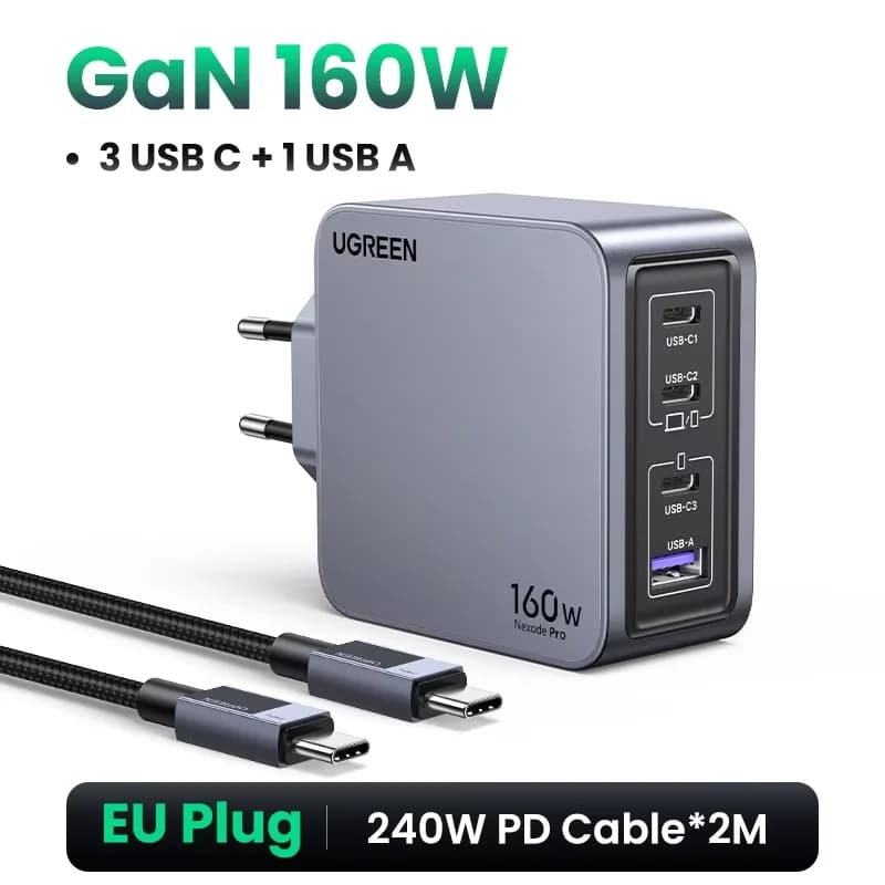 Carregador de Parede USB-C GaN 160W, PD3.1