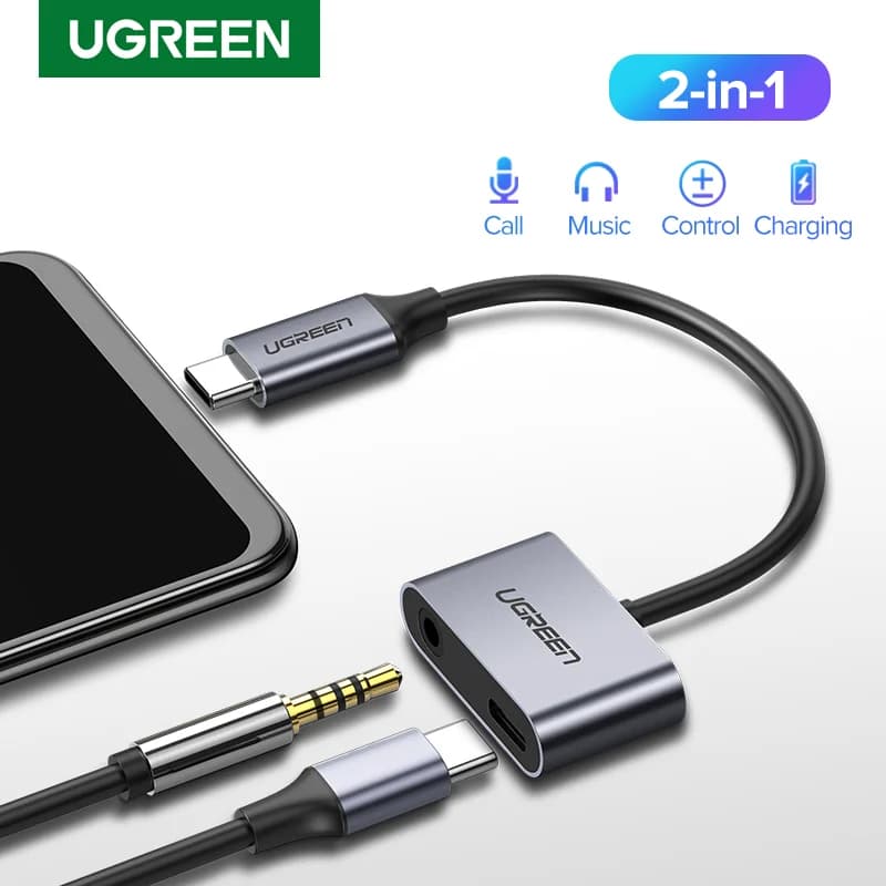 Cabo Adaptador de Áudio USB-C para AUX 3.5mm